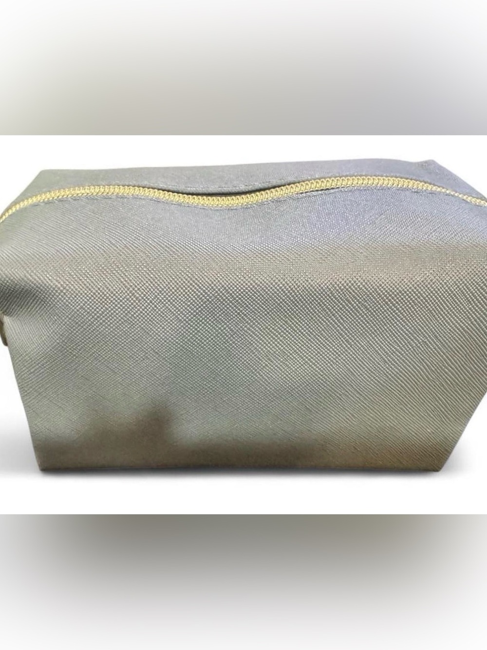 Gray Cosmetic Pouch with Gold Zipper